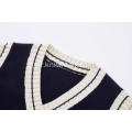 Boy's Knitted Contrast Edge V-Neck School Vest